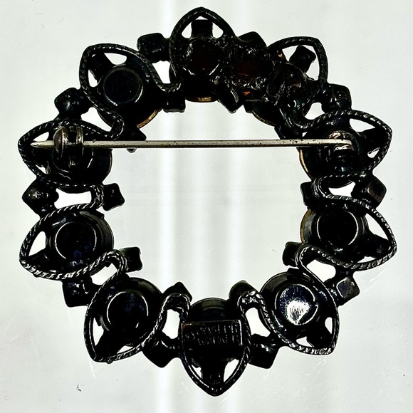 Vintage JOSEPH WARNER Green Rhinestone Brooch - Picture 5 of 6